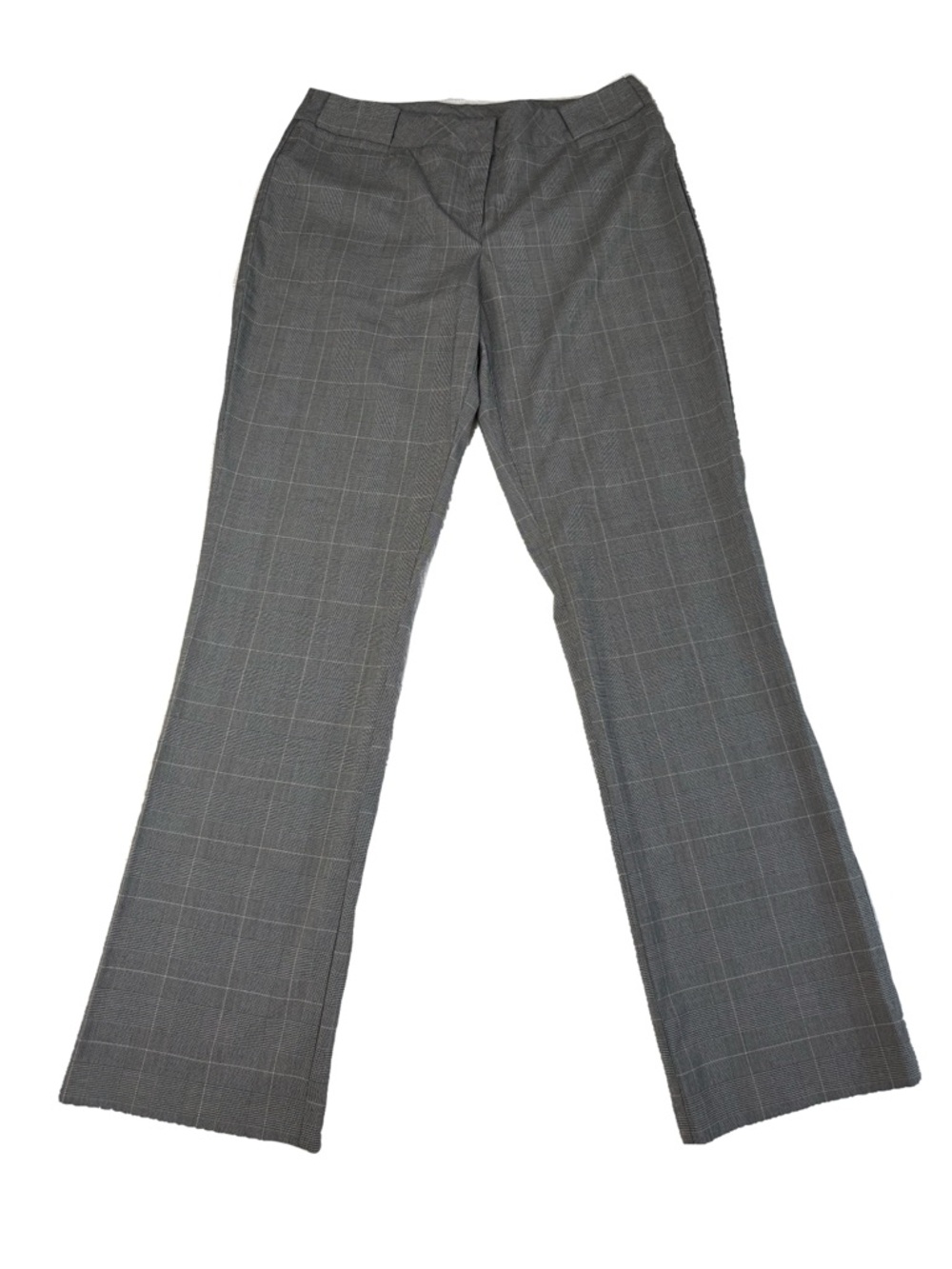 Gray Plaid Straight Leg Tailored Trousers Windowpane Office Chic MY MICHELLE